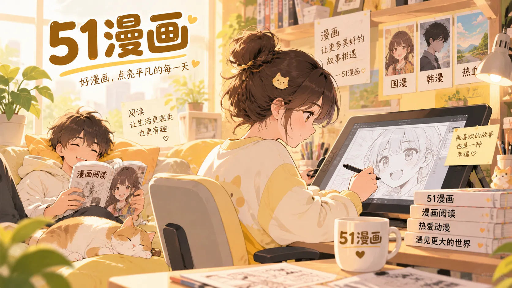 午后编辑室封面，漫画作者创作与分镜工作场景